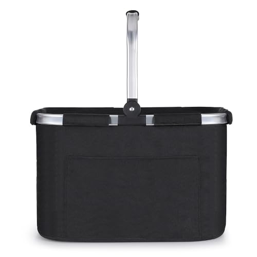 Diurwur® Tragekorb Faltbar 30L Einkaufskorb Groß Picknickkorb mit Gepolsterten Griffen Praktischer Klappkorb Einkaufstasche mit Alurahmen Stabiler Korb - ideal für Reisen/Picknick/Einkaufen/Geschenk