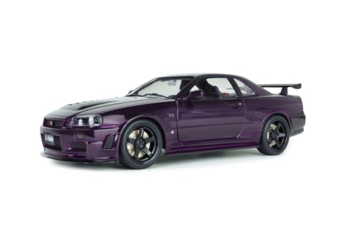 Solido - Nissan Skyline (R34) GT-R Z-Tune 1999 1:18 – Die-Cast Modellauto, Sammlermodell aus Metall, mitternachtslila, mit Kunststoffsockel, Fensterkarton