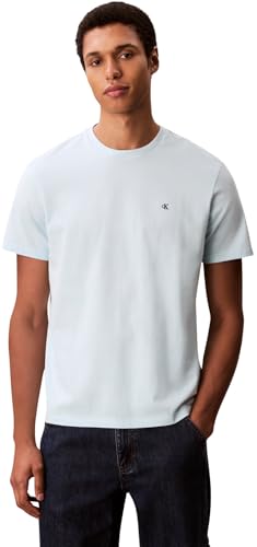 Calvin Klein Herren T-Shirt Kurzarm Classic Monogram Tee mit Rundhalsausschnitt, Blau (Airy Blue), M