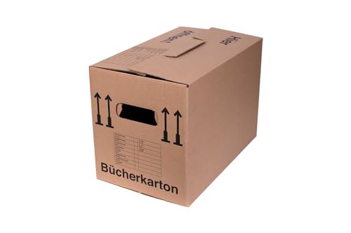 20 x Bücherkarton Umzugskarton Aktenkarton 500 x 300 x 350 mm bis 40 kg mit stabiler starker Doppelwelle, Menge wählbar von 5 bis 240 Stück