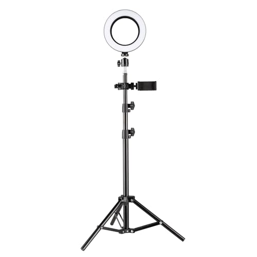 Walimex Greenscreen Komplettset, Green Screen Studio inkl. Stativ, Ringleuchte, Mikrofon, Videostudio Hintergrund mit Smartphone-Halter