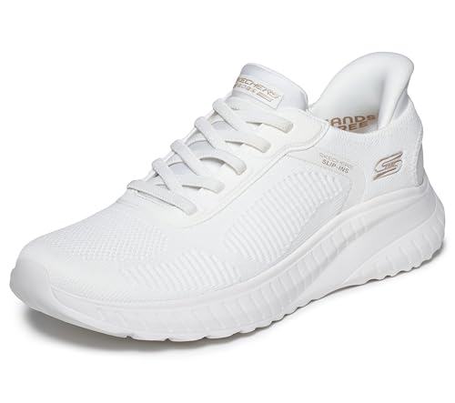 Skechers Damen Bobs Squad Chaos Current Muse Slip-InTurnschuhe, Off White Textile, 39 EU