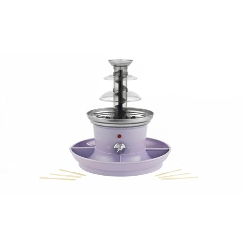 GILES & POSNER Mini-Schokoladenbrunnen – Elektrische 3-Stufen Maschine, Automatische Abschaltung, 0°C bis 50°C, Party Dip & Share, 2 Abnehmbare Serviertabletts, 500 ml, 100 Spieße Inklusive, 25 W