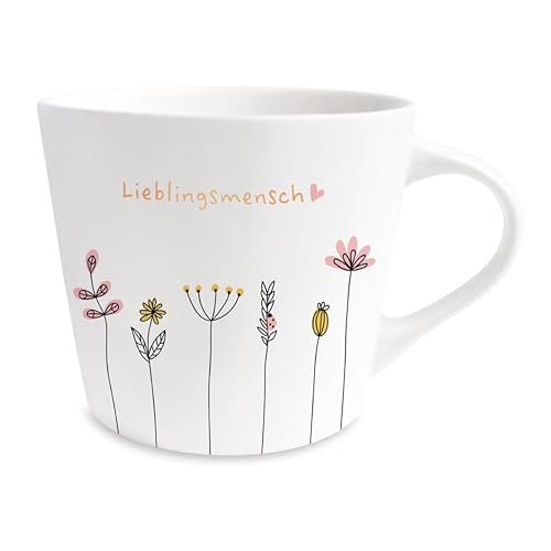 Grafik-Werkstatt Kaffee-Tasse mit 100% Echtgold | Porzellan Tasse | 420 ml | Lieblingsmensch, Weiß-schwarz
