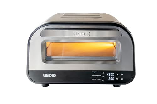 Unold Pizzaofen LUIGI 68816 | Elektrisch aus rostfreiem Edelstahl mit Pizzastein mit bis zu 450°C, nur ca. 2 Minuten Backzeit, energiesparend, 1.700 Watt