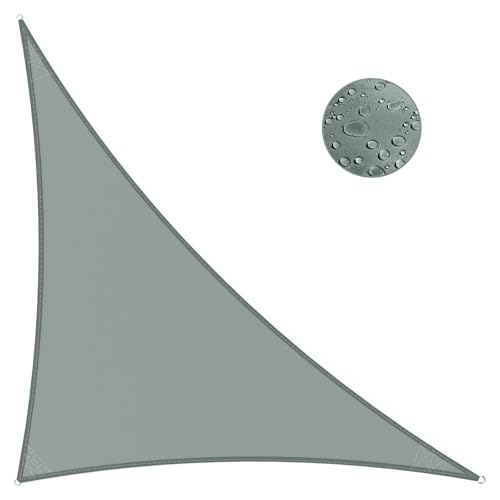 IOAOI Sonnensegel Dreieckig 3 x 3 x 4.3m, Wasserdicht Sonnenschutz Sonnensegel Dreieck Rechtwinklig, 95% UV Schutz, inkl Befestigungsseile für Balkon Terrasse Garten (Farbe: Grau)