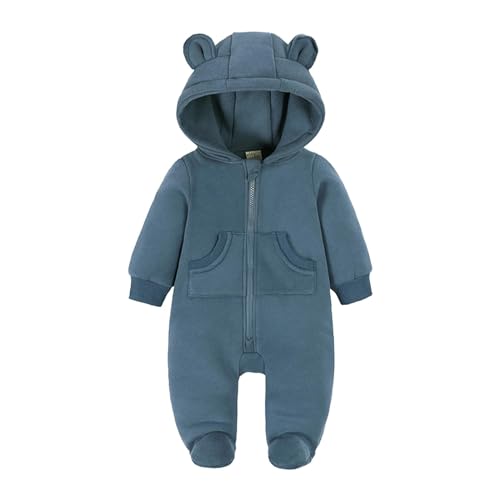 YCBMINGCAN Neugeborenen Baby Mädchen Strampler Langarm Einfarbig Harness Außerhalb Body Strampler Overall Kleidung Baby Kleidung (Navy,0-3 Months)