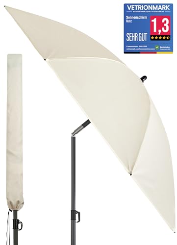 4smile Sonnenschirm Balkon Ø 180cm, Beige - Sonnenschirm Strand mit Hülle - Balkonschirm mit Knickfunktion, UPF 50+ Gartenschirm, Strandschirm windfest stabil SunnyJoy