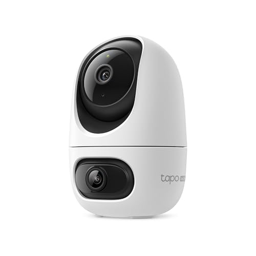 Tapo C245D Dual Kamera Überwachung Innen, 2K Weitwinkel- & Teleobjektiv, 2 Bereiche gleichzeitig überwachen, KI-Erkennung ohne ABO, IR-Nachtsicht, lokale Speicher mit Micro-SD oder H500 CentralHub