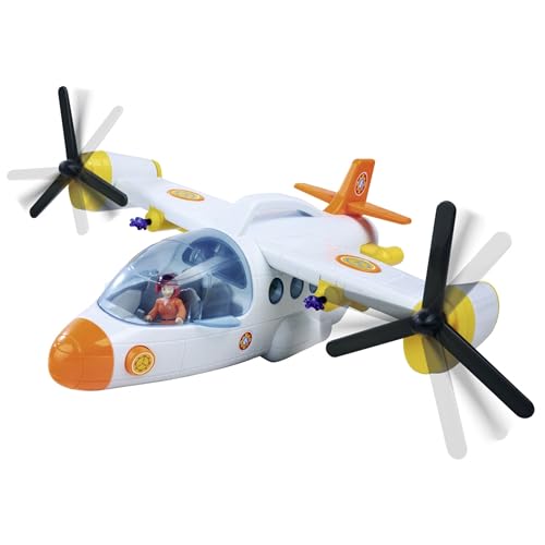 Simba Feuerwehrmann Sam Rettungsflugzeug Fire Swift (42 cm) - großes Spielzeug Flugzeug mit Kipprotor, Figur, Pferd & vielen Funktionen, inkl. Licht & Sound - für Kinder ab 3 Jahre