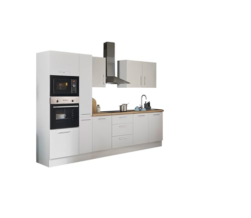 Turin ZBM Küchenzeile 300 x 211 x 60 cm, weiß - Ohne Küchengeräte - Moderne, geräumige Küche in Artisan-Eiche Optik mit viel Stauraum