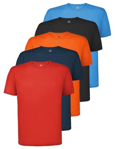 ALPIDEX Herren Funktionsshirts 5er Set Männer Sportshirt Atmungsaktiv Rundhals Sommer Freizeit Training Shirt, Größe:4XL, Farbe:Dynamic