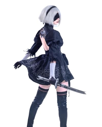FCCAM YoRHa 2B Cosplay Kostüm für Damen Nier Automata Cosplay Kostüm, perfekt für Comic-Con, Fotoshootings und Partys L