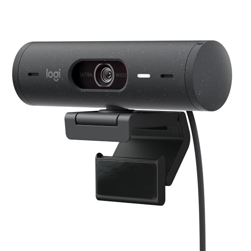 Logitech Brio 500 Full-HD-Webcam mit Auto-Lichtkorrektur, Zeigemodus, Doppelmikrofon + Rauschunterdrückung, Webcam-Abdeckung, für Microsoft Teams, Google Meet, Zoom, USB-C-Kabel - Graphit