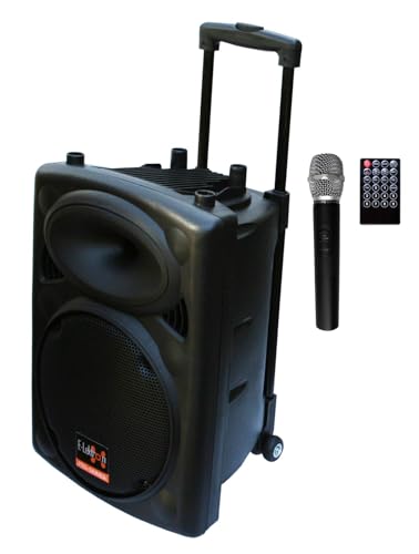 Mobile PA Sound Anlage Akku-MP3-USB-SD FM-Radio inkl. Funkmikrofon Party Lautsprecher Soundsystem E-Lektron EL25-M 500W