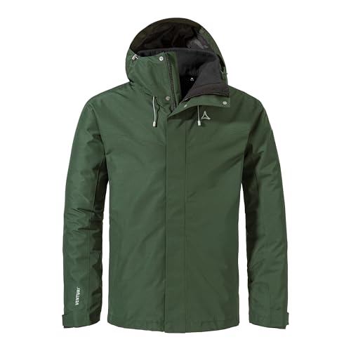 Schöffel Herren 3in1 Jacket Style Okere MNS, wasserdichte, atmungsaktive Outdoorjacke mit herausnehmbarer Fleecejacke, warme 3in1 Jacke mit verstellbarer Kapuze, dark jade, 54
