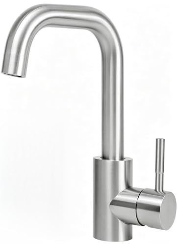 Mursche Wasserhahn Bad Waschtischarmatur Waschbecken - Armatur Edelstahl Gebürstet Mischbatterie Warm und Kaltwasserhahn Hochdruck Leise Waschbeckenarmatur für Badezimmer WC Spül Küche Spülbecken