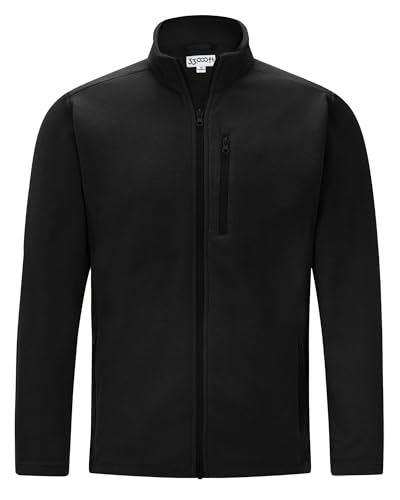 33,000ft Herren Fleecejacke Stehkragen Warm Jacke Männer Leichte Strickjacke Übergangsjacke Outdoor Sweatjacke für Wandern Laufen Freizeit Schwarz XL