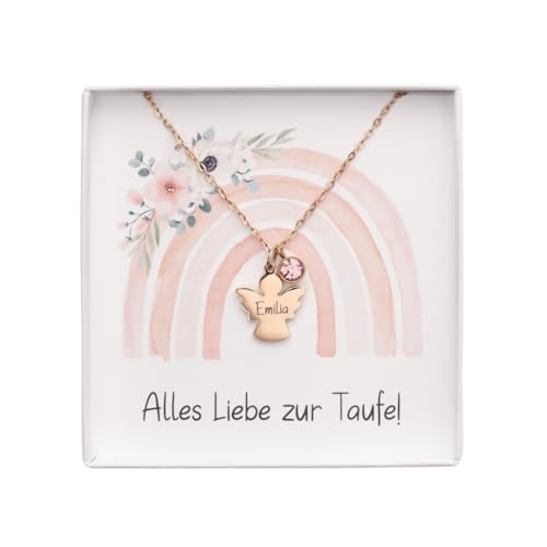 Personalisierte Kette |Geschenk zur Taufe |Geschenk Patenkind|Halskette Kommunion| Schutzengel Taufkette