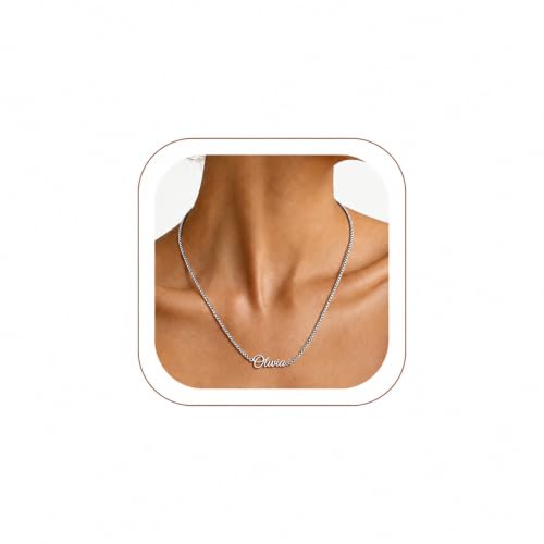Custom4U Personalisierte kette damen Edelstahl Namenskette mit Geschenkbox