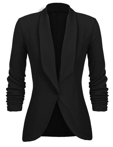 UNibelle Blazer Damen Elegant Sportlich Longblazer Business 3/4 Arm lang Jacke Festlich Slim Fit Sommer Größe, Schwarz, 3XL