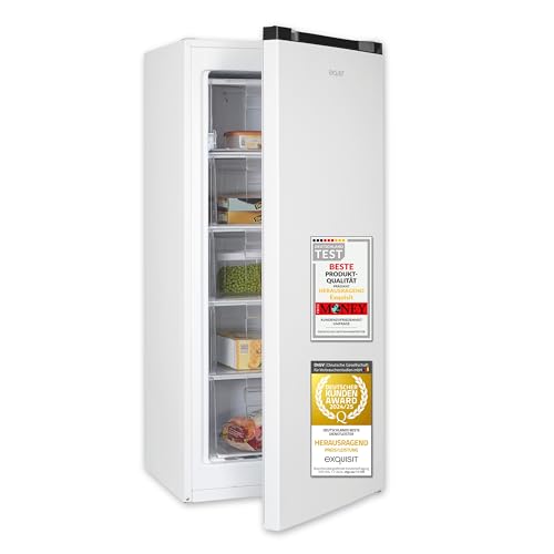 Exquisit Gefrierschrank | 145 l Nutzinhalt, Energieklasse C, 39 dB(A) | hohe Bauform für mehr Stauraum, 4-Sterne-Gefrieren, manuelle Temperaturregelung, wechselbarer Türanschlag | GS5145-050C weiss