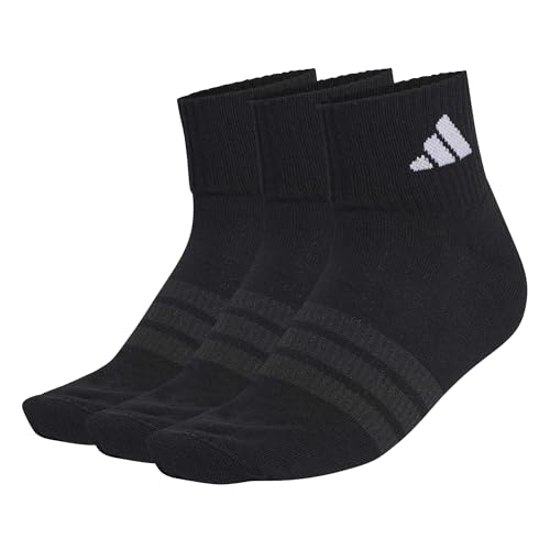 adidas Unisex Cushioned Sportswear Ankle Socks 3 Pair Pack, black/black/white, 42-45