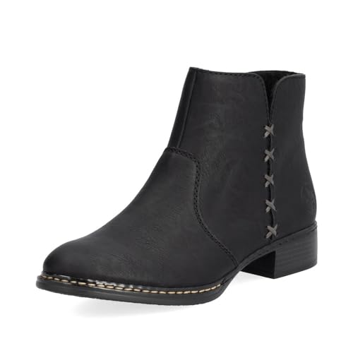Rieker Damen Ankle Boots 73475, Frauen Stiefeletten,uebergangsschuhe,uebergangsstiefel,knöchelhoch,reißverschluss,Bootee,schwarz (00),39 EU / 6 UK