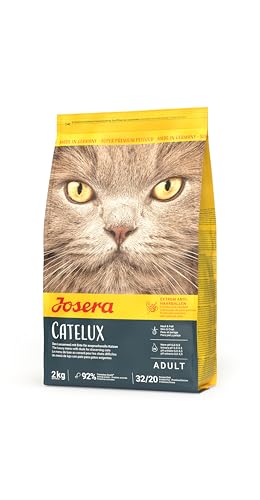 JOSERA Catelux (1 x 2 kg) | Adult | Premium Trockenfutter für ausgewachsene anspruchsvolle Katzen | Ente & Kartoffel | weizenfrei | mit diätische Fasern gegen Haarballen | Katzenfutter | 1er Pack