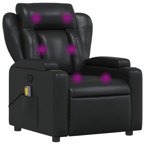 vidaXL Massagesessel ohne Netzadapter, Sessel Verstellbare Rückenlehne, Fernsehsessel Relaxsessel mit Vibrationsfunktion, Liegesessel Polstersessel Ruhesessel, Schwarz Kunstleder