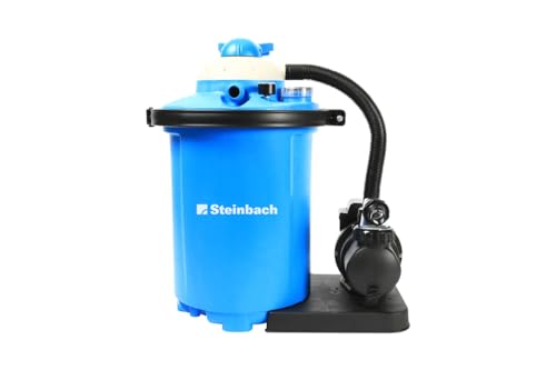 Steinbach Filteranlage Comfort 75 – 040100 – Selbstsaugende Pumpe für Pools mit bis zu 40.000 l – Mit Vorfilter, Manometer, Timer und LED-Display – Inkl. 2