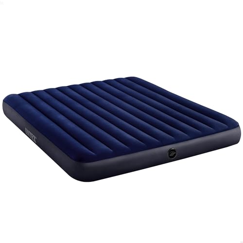 Intex 64755 - Luftmatratze Doppelbett Kingsize Dura-Beam Classic Downy, Aufblasbare Matratze mit Ventil, Geeignet für 2 Person, PVC, Blau, 183x203x25 cm