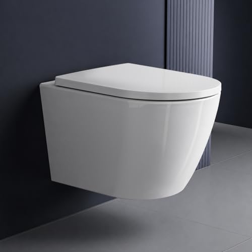 Hysail Hänge WC Spülrandlos 360°Tornado-Spülung Wassersparend Leise Weiß