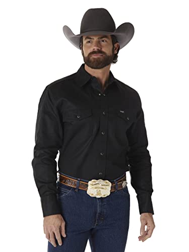 Wrangler Herren Westernhemd, Cowboy-Schnitt, Zwei Taschen, langärmelig, mit Druckknöpfen - Schwarz - XX-Large