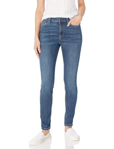 Amazon Essentials Damen Elastische Skinny-Jeans Mittelhoher Bund - Auslaufmodell, Mittlere Waschung, 44