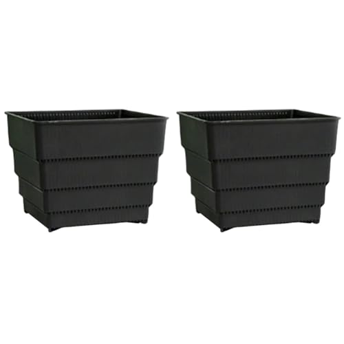 URPIZY 2er Set Atmungsaktive Wurzelkontroll-Blument?pfe aus Kunststoff, quadratische T?pfe mit Bel¨¹ftung f¨¹r gesundes Wachstum, ideal f¨¹r Sukkulenten & Orchideen, innen & au?en, 10/12/15