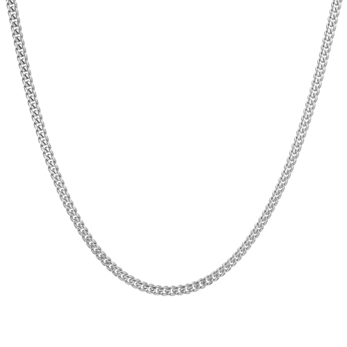 RWQIAN Kette Herren Panzerkette 4mm Silberkette 50cm Männer Edelstahl Silber Panzerkette Halskette Gliederkette Klassische Link Chain 20