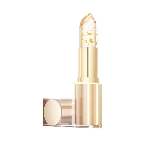 Thermoaktiver Lip Balm,Lippenstift 24 Stunden Halt,Farbwechselnder Lippenstift für Damen,PH-Lippenstift mit Farbwechseleffekt,Blattgold Lipstick Color-Changing,Feuchtigkeitsspendend Lippenstifte,1PCS