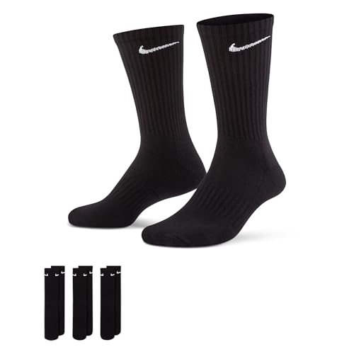 Nike Unisex Everyday Cush Crew 3pr Socken (3 Paar), Black/White, M EU