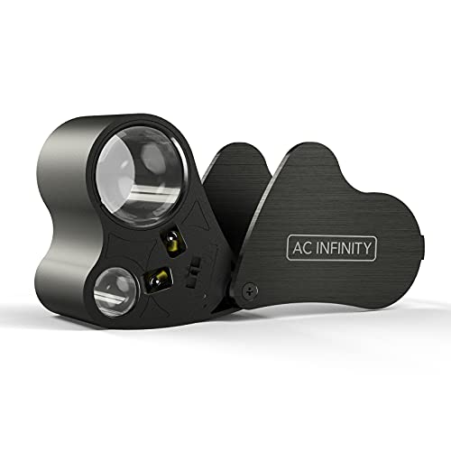 AC Infinity Juwelier-Lupe, Taschen-Vergrößerungsglas mit LED-Licht & Doppel-Linsen, 30x 60x Zoom für Schmuck, Uhren, Münzen, Briefmarken, Pflanzen-Buds