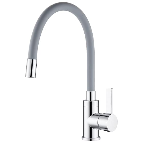 Retoo Wasserhahn Küche Flexibler 360° Drehbar, Küchenarmatur mit Soft Touch Schlauch, Hochdruck Spültischarmatur, Mischbatterie mit Wasserspar Aerator, hoher Auslauf Edelstahl