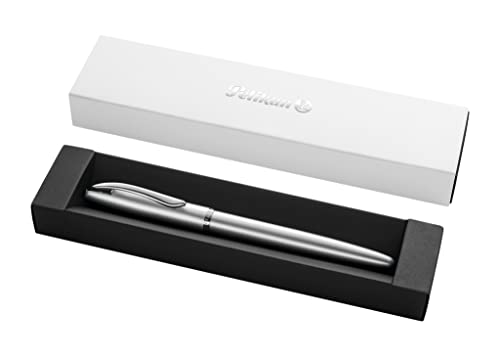 Pelikan Jazz Noble Elegance P36 Füller, Silber, eleganter Metall-Patronenfüller, Feder M, im Geschenketui