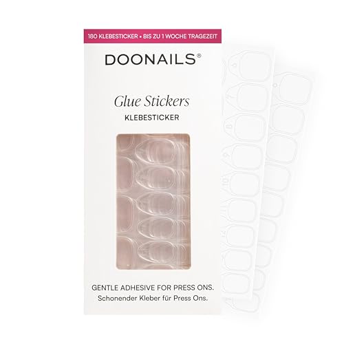 Doonails – Glue Sticker Nagel Klebepads – 180 Stück Klebesticker in 15 Größen – Doppelseitiger Nagelkleber für Kunstnägel, Press On Nails & Tips – Selbstklebende Nagel Aufkleber mit super Haftung
