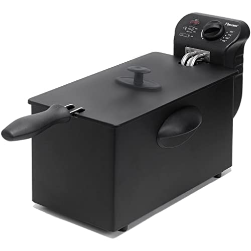 Bestron Öl-Fritteuse, Fritteuse Mit Kaltzonentechnologie, 3,5 Liter Fassungsvermögen, Stufenloser Temperaturregler Bis 190 °C, Teilweise Spülmaschinengeeignet, 2000 Watt, Schwarz, AF357B