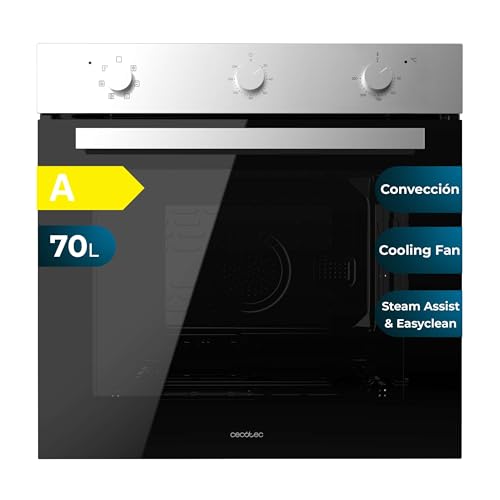 Cecotec Einbau-Backofen Multifunktion 70L Bolero Hexa M236000 Inox Time. 2800W, 6 Funktionen, Timer, Steam Base XXL, Steam Assist, Steam EasyClean, Kühlgebläse, Abtau-Modus, Eco-Modus, Umluft