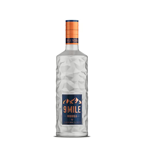 9 MILE Vodka 0,7l – 37,5% Vol. Premium Vodka mit LED-Beleuchtung, Granite Rock Filtration & mildem Geschmack – ideal für Longdrinks, Cocktails oder den puren Genuss