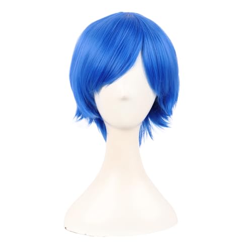 MapofBeauty 30 cm Synthetische Cosplay Gerade Kurze Perücke, Hell Blau