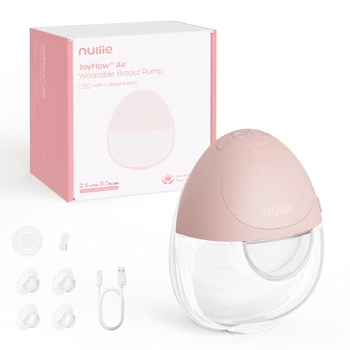 Nuliie JoyFlow Air Milchpumpe Elektrisch tragbare, Ultradünn & Leicht, Elektrische milchpumpe freihändig, 3 Modi & 12 Stufen, 27 mm Flansch mit 15/18/21/24 mm Einsätzen (1 Pack, Rosa)