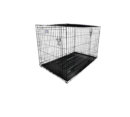 Simply Maison Hundekäfig XXL – klappbare Transportbox aus Metall, stabiler Hundekäfig mit Kunststoff-Bodenschale, für kleine bis große Hunde & Katzen, schwarz | Größe XXL | 122cm(L)x78cm(B)x80,5cm(H)