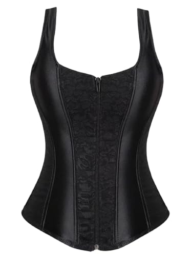 KUOSE Damen Shapewear Korsett Vintage Gothic Vollbrust Corsage Top mit Träger